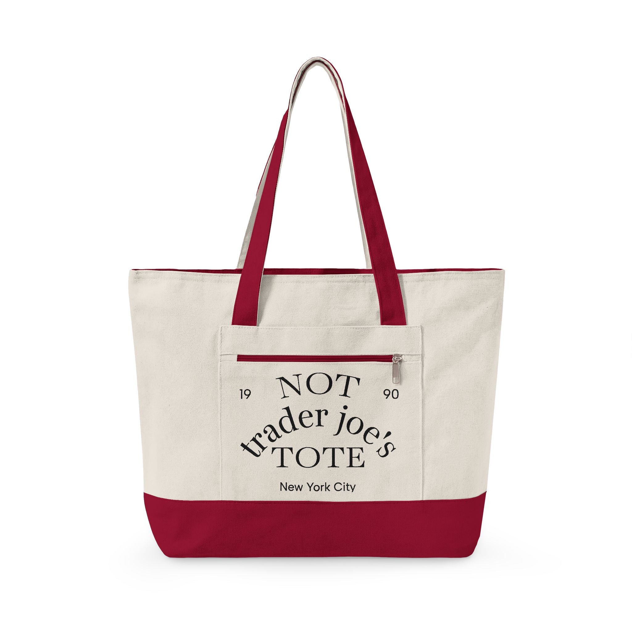 "Not Trader Joe's Tote" Zippered Canvas Reusable Grocery Bag