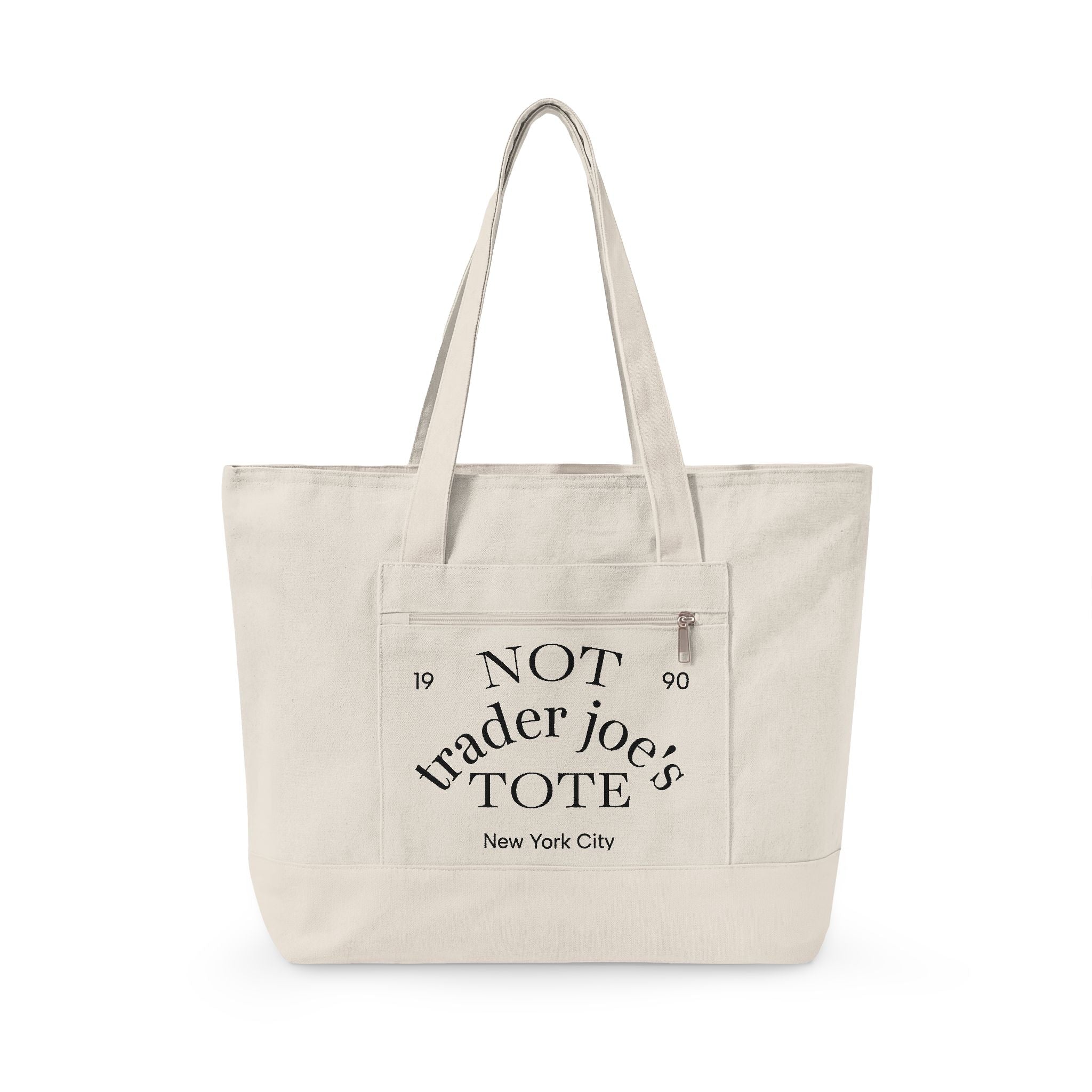 "Not Trader Joe's Tote" Zippered Canvas Reusable Grocery Bag