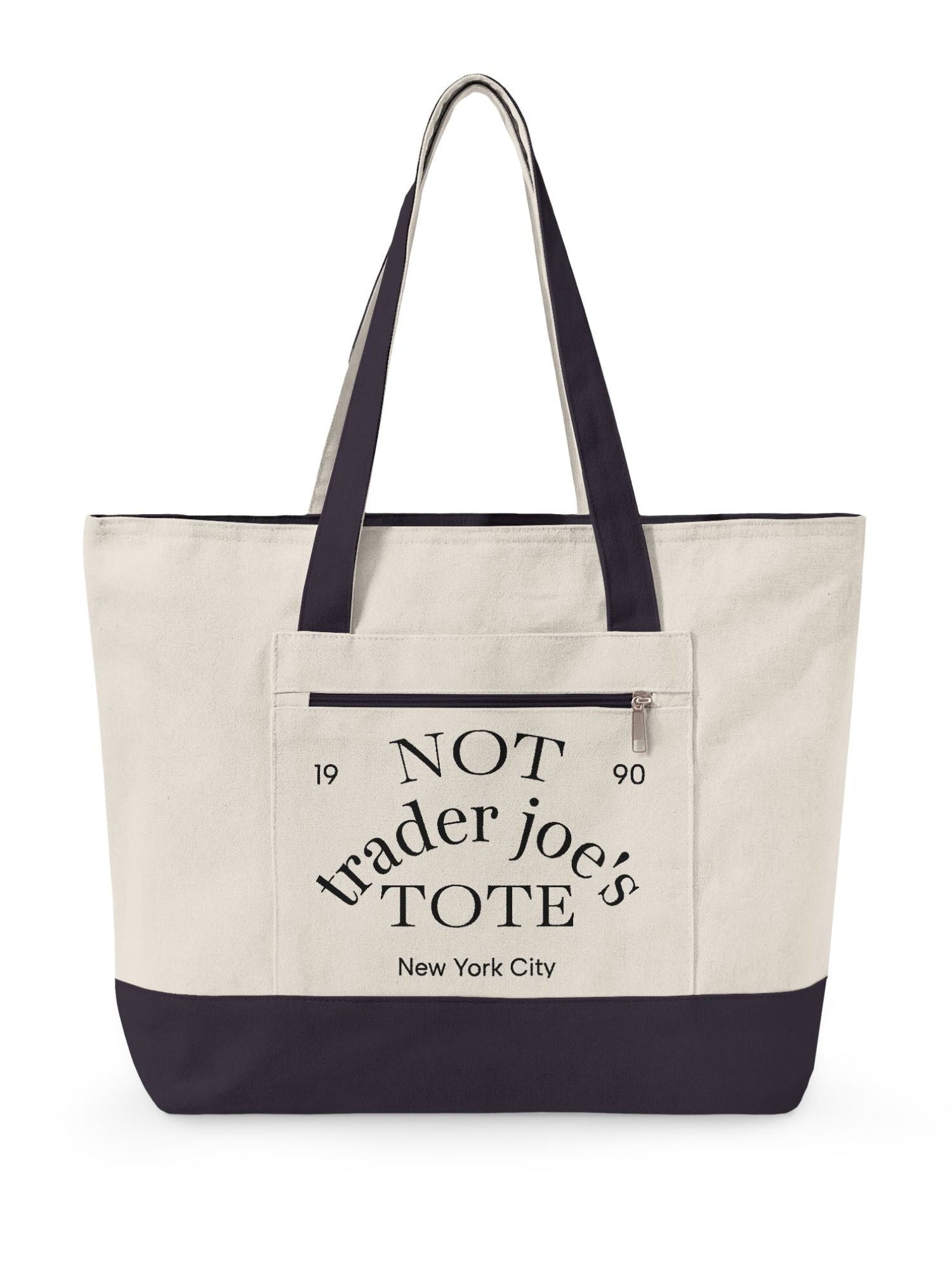 "Not Trader Joe's Tote" Zippered Canvas Reusable Grocery Bag