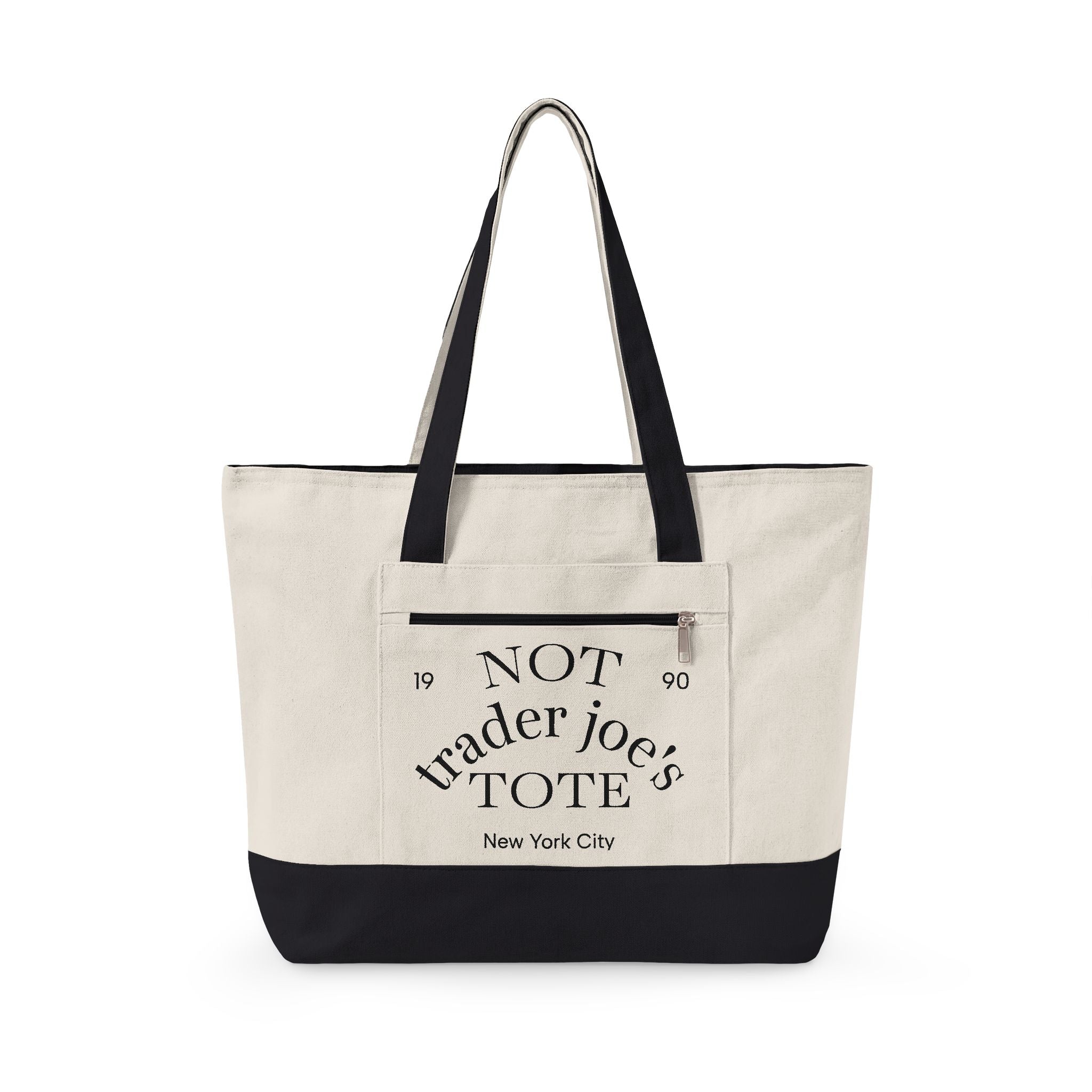 "Not Trader Joe's Tote" Zippered Canvas Reusable Grocery Bag